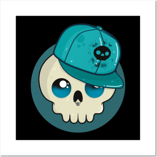 Cute Skull with SnapBack Cap Posters and Art